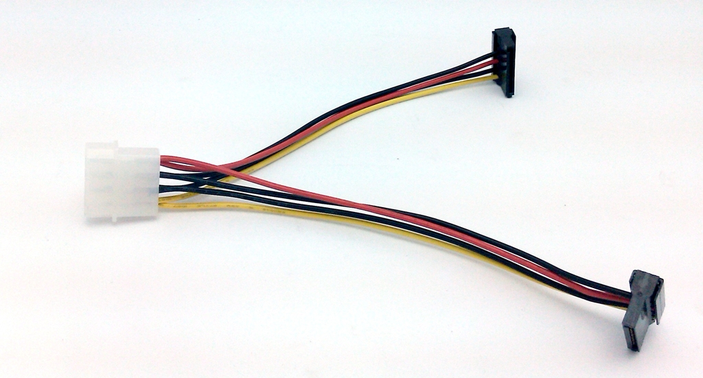 Dual Right-Angle SATA Power Adapter Cable